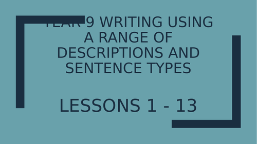 KS3 Lessons 1 -13 Descriptive Writing Scheme of Work