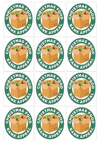 Christmas food bank stickers