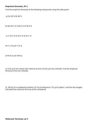 Empirical and Molecular Formula