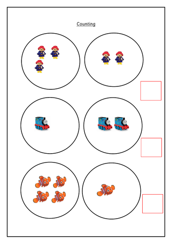 Counting sheet using pictures