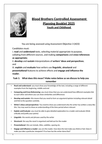 CCEA GCSE Controlled Assessment Youth and Childhood Poetry