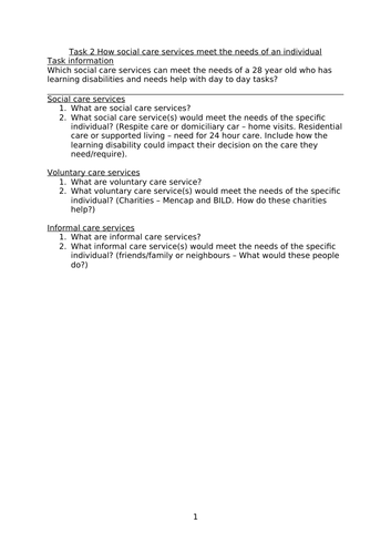 H&Sc Tech Award C2 Social Care services