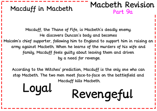 GCSE AQA Macduff Character Revision Pack