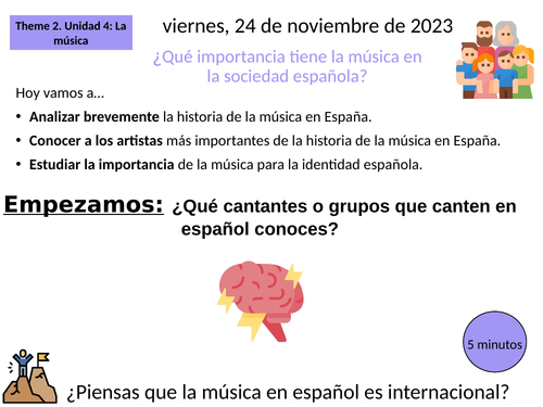 Theme 2, unit 4, la música, Spanish a level