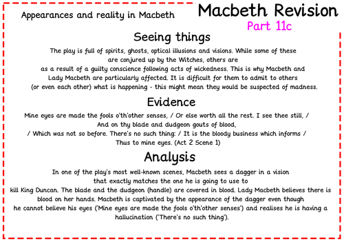 GCSE AQA Macbeth Themes Revision Pack