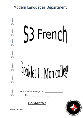 Booklet mon collège S3