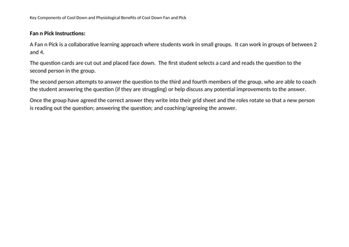 Warm Up and Cool Down Fan N Pick