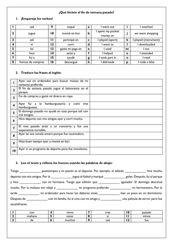 Spanish GCSE Past Tense - Hobbies & Free Time