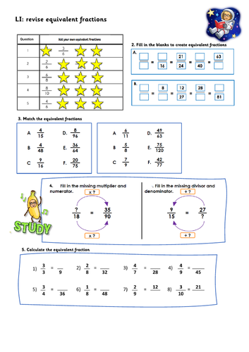 Fraction Revision Sheets UKS2/Second Level