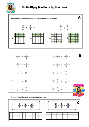 Multiplying Fractions by Fractions KS2/ Y6/P7