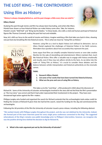 The Lost King Richard III Controversy- Video Resource and Pre/Post Film Analysis