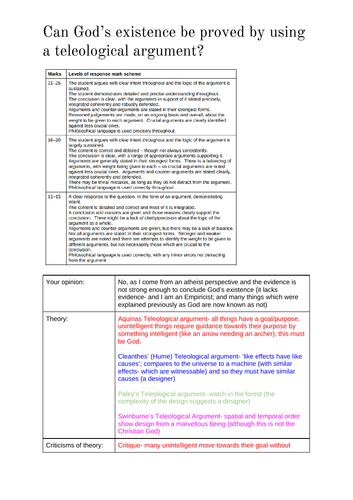 Metaphysics of God - Teleological Arguments