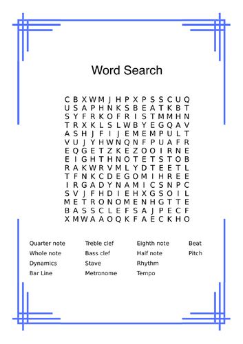 Music Terms word search | Teaching Resources