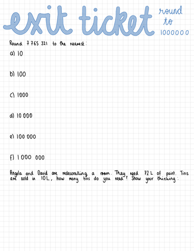 White Rose Maths Year 5 Place Value Exit Tickets