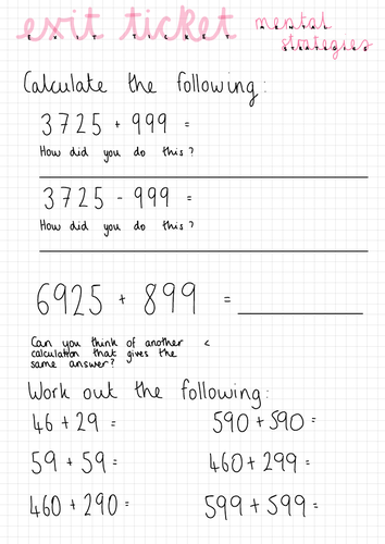 White Rose Maths Year 5 Addition & Subtraction Exit Tickets