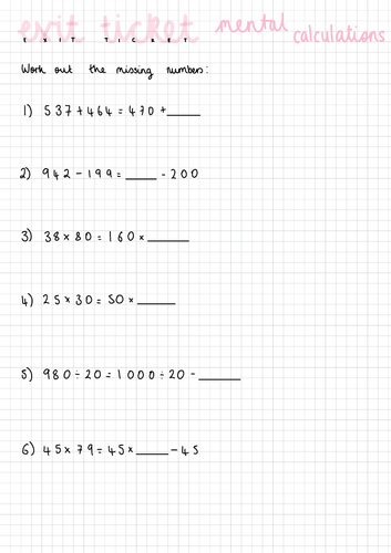 White Rose Maths Year 6 Addition, Subtraction, Multiplication & Division Exit Tickets