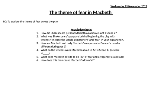 The theme of fear in Macbeth