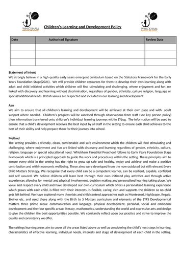 Early Years Learning and Development Policy
