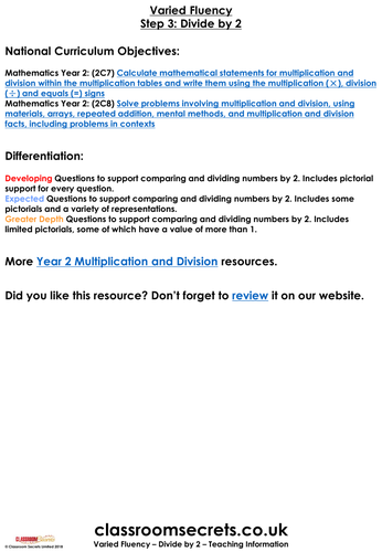 Year 2 dividing by 2