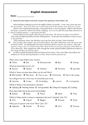 KS3 Mini English Assessment