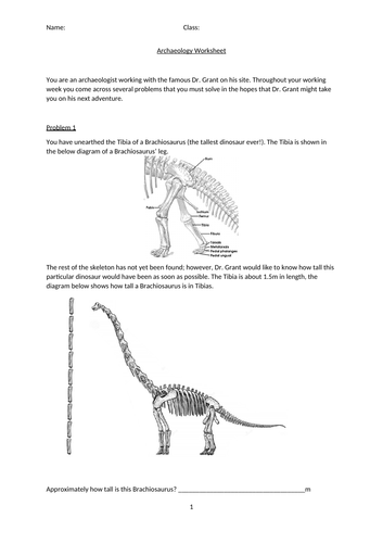 Scale Drawing Archaeologist Dinosaur Worksheet
