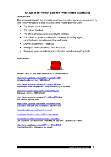 Enzymes for Health Science and related practicals