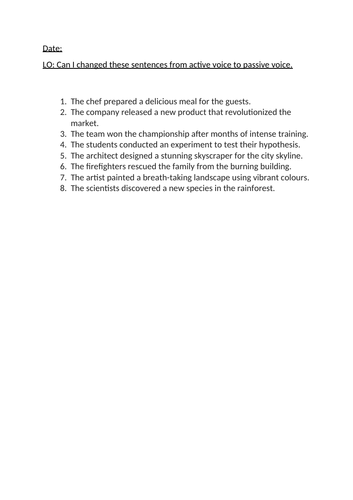 Year 6 Spag starters