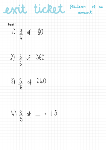 White Rose Maths Year 6 Fractions B Exit Tickets