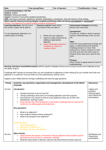 Adjectives Lesson  Used for Observation