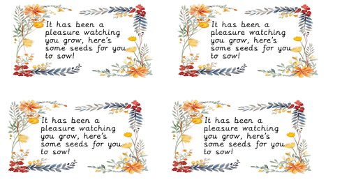 End of Year Gift Label for Flower Seeds