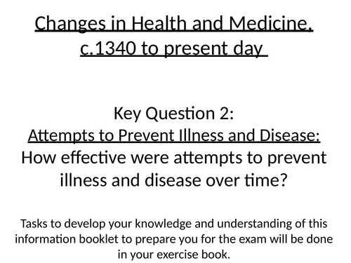 WJEC GCSE Health and Medicine KQ2 Prevention over time