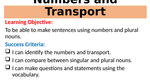 EAL - Numbers and Transport