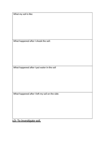 Soil Investigation Recording Sheet Year 3