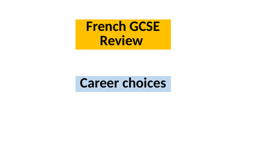French GCSE - Career choices