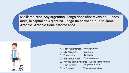Spanish Y7 Reading Task - My name is...