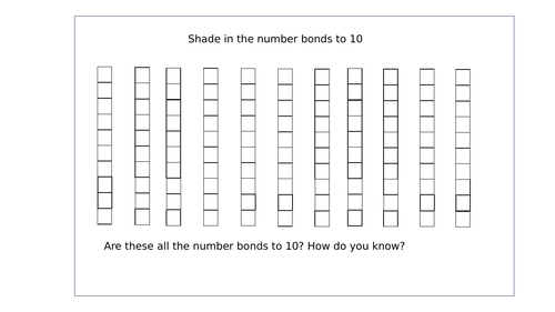 Finding number bonds to 10 by shading