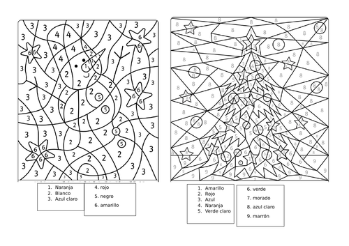 Spanish Christmas colour by number
