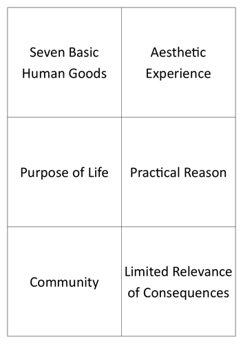 A-Level RS: Finnis Treasure Hunt (Ethics Natural Law - Eduqas)