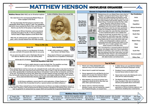 Matthew Henson - Knowledge Organiser!