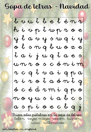 Crossword Christmas - In English & Spanish