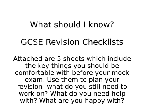 Revision checklist Edexcel GCSE
