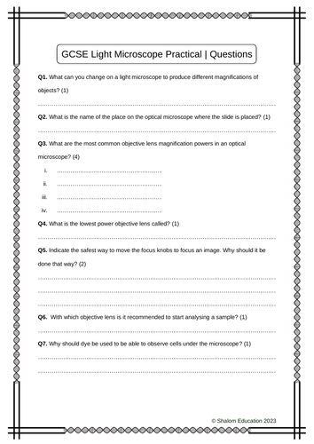 GCSE Biology - Required Practical - Using a light Microscope Practice Questions