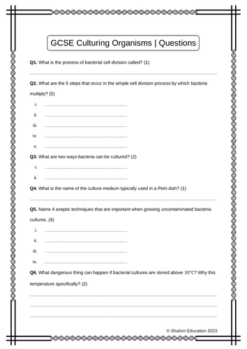 GCSE Biology - Culturing Organisms Practice Questions