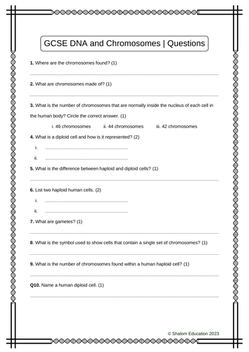 GCSE Biology - DNA and Chromosomes Practice Questions