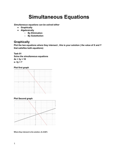 Summary of simultaneous equations