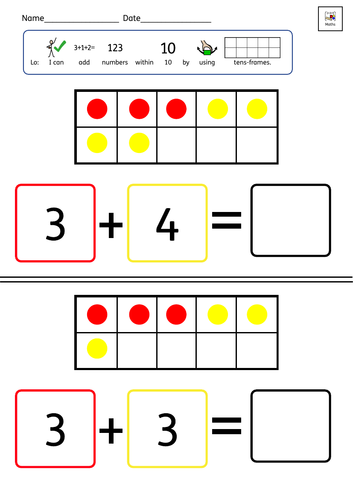 Maths - Addition within 10 Tens frames (inPrint)