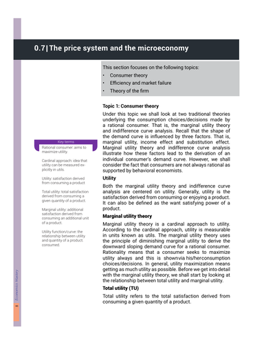 Marginal Utility theory and Indifference Curve Analysis: A level Cambridge international 2023 - 2025