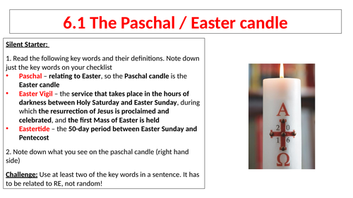 AQA B GCSE - 6.1 - The Paschal / Easter Candle HA