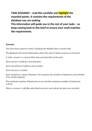 BTEC IT Unit 2 VIDEO WALKTHROUGHS & written answers for the June 2023 HB Caravan Park exam