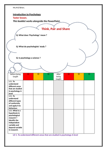 Taster Lesson Psychology A Level